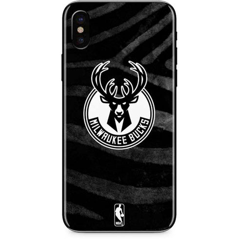 NBA Milwaukee Bucks Animal Print Black iPhone XS Skin