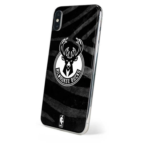 NBA Milwaukee Bucks Animal Print Black iPhone XS Skin