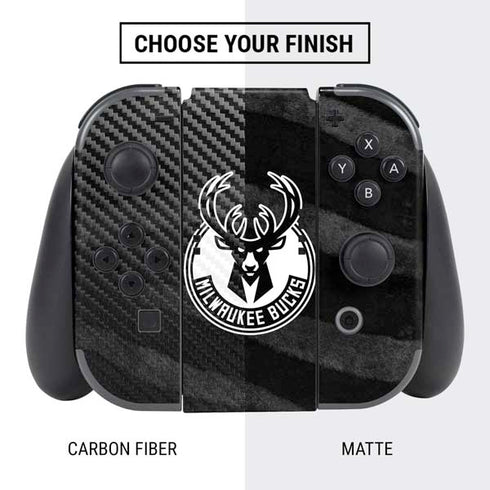 NBA Milwaukee Bucks Animal Print Black Nintendo Switch Bundle Skin