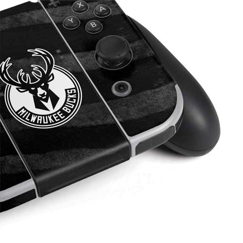 NBA Milwaukee Bucks Animal Print Black Nintendo Switch OLED (2021) Skin