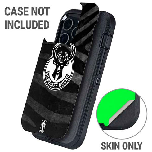 NBA Milwaukee Bucks Animal Print Black Otterbox Defender iPhone Skin