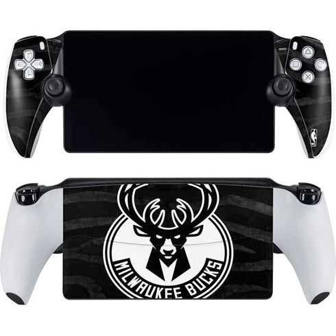 NBA Milwaukee Bucks Animal Print Black PlayStation Portal Remote Player Skin