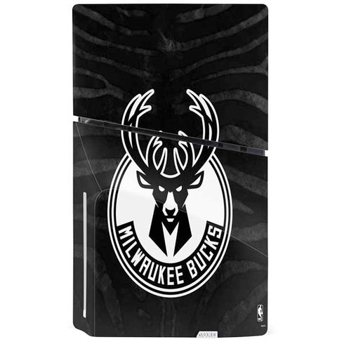 NBA Milwaukee Bucks Animal Print Black PS5 Slim Disk Bundle Skin