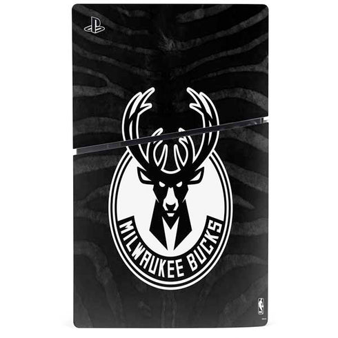 NBA Milwaukee Bucks Animal Print Black PS5 Slim Digital Edition Console Skin