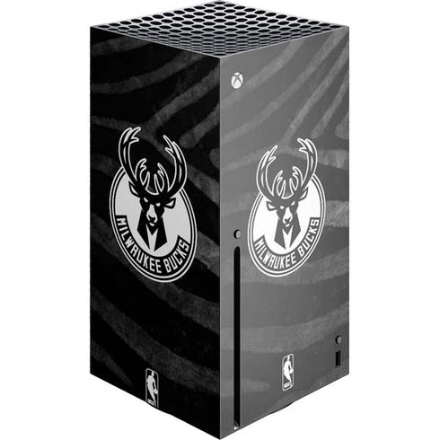 NBA Milwaukee Bucks Animal Print Black Xbox Series X Console Skin