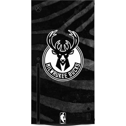 NBA Milwaukee Bucks Animal Print Black Xbox Series X Console Skin