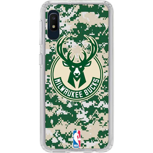 NBA Milwaukee Bucks Camo Digi Galaxy A10e Clear Case