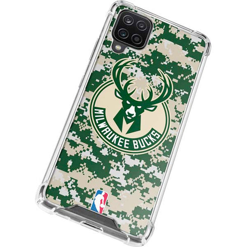 NBA Milwaukee Bucks Camo Digi Galaxy A12 Clear Case
