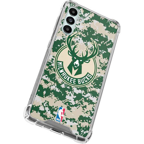 NBA Milwaukee Bucks Camo Digi Galaxy A13 5G Clear Case