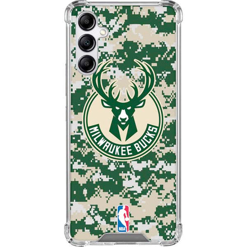 NBA Milwaukee Bucks Camo Digi Galaxy A15 5G Clear Case