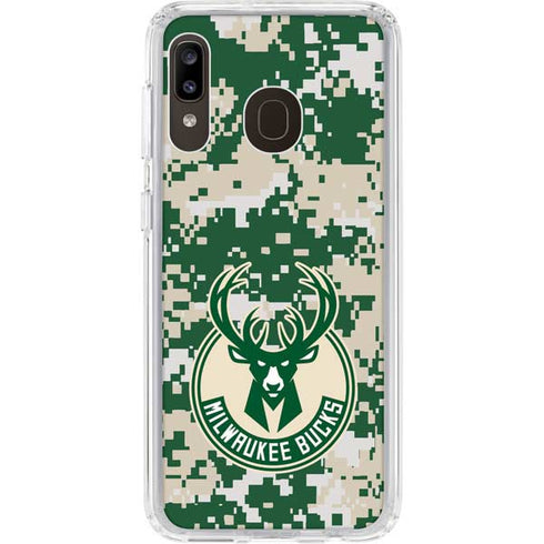 NBA Milwaukee Bucks Camo Digi Galaxy A20 Clear Case