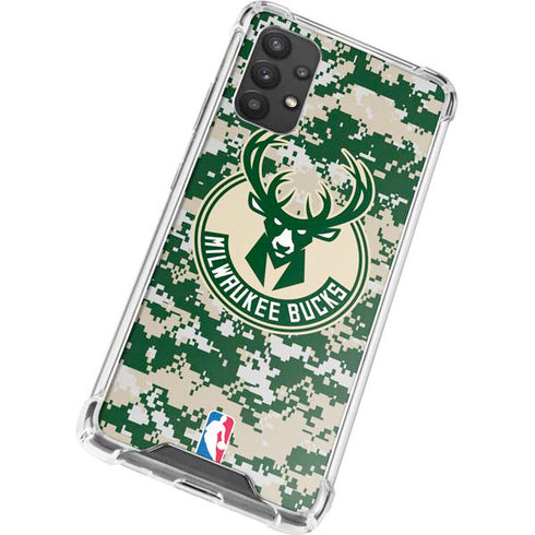 NBA Milwaukee Bucks Camo Digi Galaxy A32 5G Clear Case