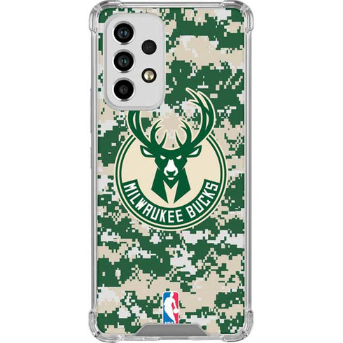 NBA Milwaukee Bucks Camo Digi Galaxy A33 5G Clear Case