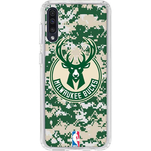 NBA Milwaukee Bucks Camo Digi Galaxy A50 Clear Case