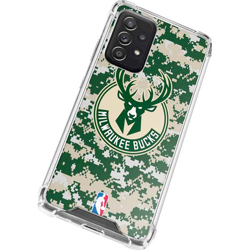 NBA Milwaukee Bucks Camo Digi Galaxy A52 5G Clear Case