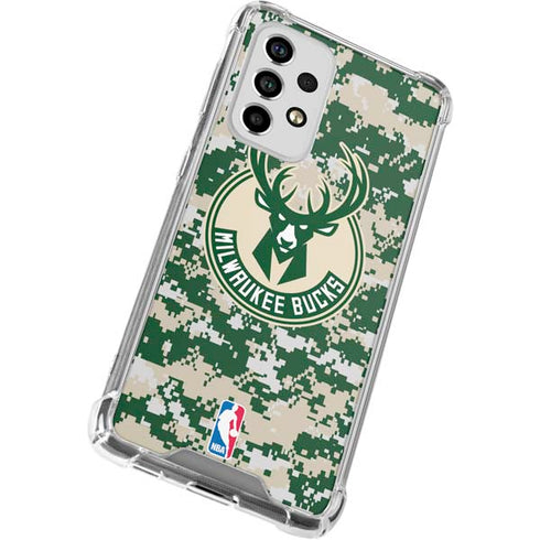 NBA Milwaukee Bucks Camo Digi Galaxy A53 5G Clear Case