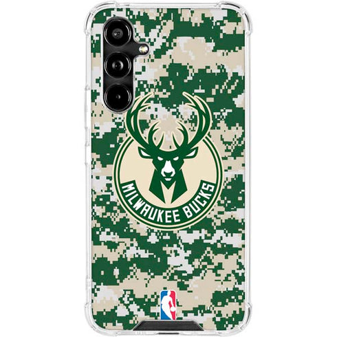 NBA Milwaukee Bucks Camo Digi Galaxy A54 5G Clear Case