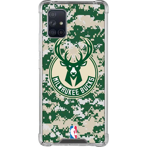 NBA Milwaukee Bucks Camo Digi Galaxy A71 5G Clear Case