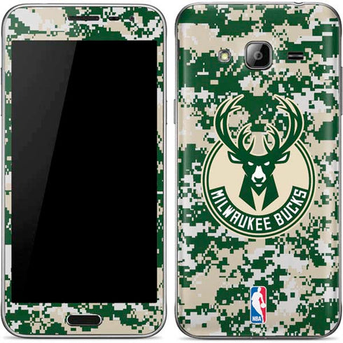 NBA Milwaukee Bucks Camo Digi Galaxy J3 Skin
