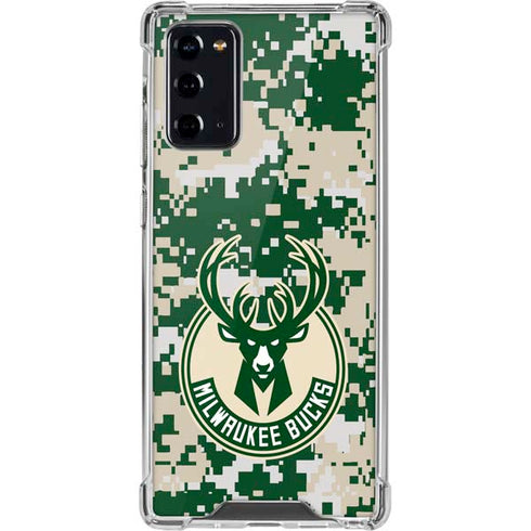NBA Milwaukee Bucks Camo Digi Galaxy Note20 5G Clear Case