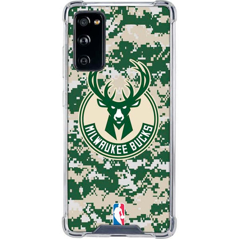 NBA Milwaukee Bucks Camo Digi Galaxy S20 FE Clear Case