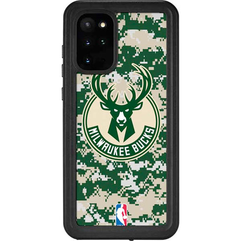 NBA Milwaukee Bucks Camo Digi Galaxy S20 Plus Waterproof Case