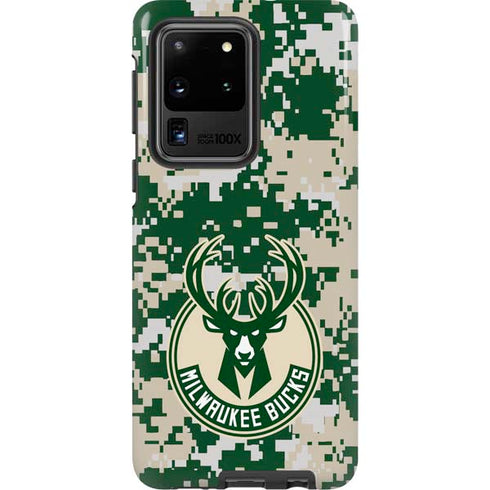 NBA Milwaukee Bucks Camo Digi Galaxy S20 Ultra 5G Pro Case