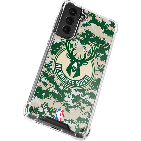 NBA Milwaukee Bucks Camo Digi Galaxy S21 5G Clear Case