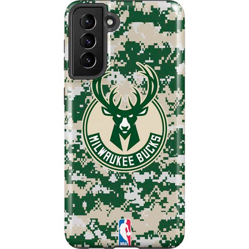 NBA Milwaukee Bucks Camo Digi Galaxy S21 FE Pro Case