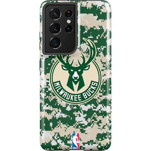 NBA Milwaukee Bucks Camo Digi Galaxy S21 Ultra 5G Pro Case