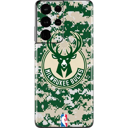 NBA Milwaukee Bucks Camo Digi Galaxy S21 Ultra 5G Skin