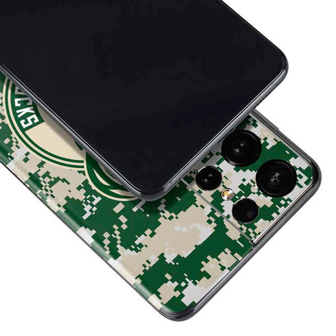 NBA Milwaukee Bucks Camo Digi Galaxy S21 Ultra 5G Skin