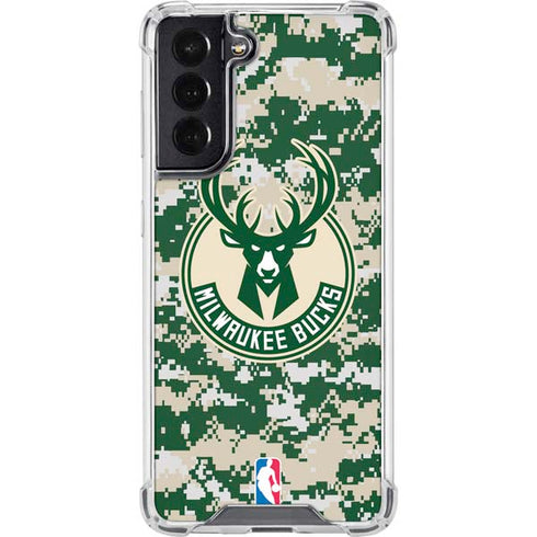 NBA Milwaukee Bucks Camo Digi Galaxy S22 Clear Case