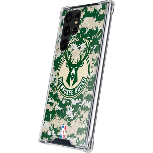 NBA Milwaukee Bucks Camo Digi Galaxy S22 Ultra Clear Case