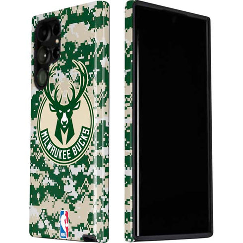 NBA Milwaukee Bucks Camo Digi Galaxy S22 Ultra Pro Case