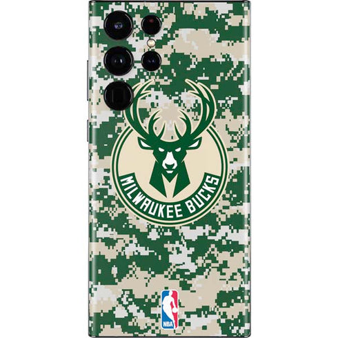 NBA Milwaukee Bucks Camo Digi Galaxy S22 Ultra Skin
