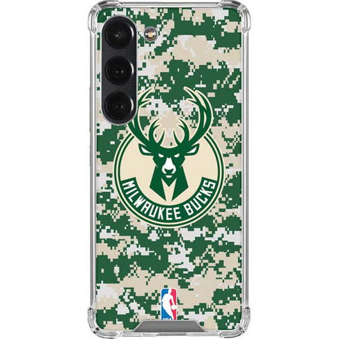 NBA Milwaukee Bucks Camo Digi Galaxy S23 Clear Case