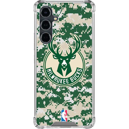 NBA Milwaukee Bucks Camo Digi Galaxy S23 FE Clear Case