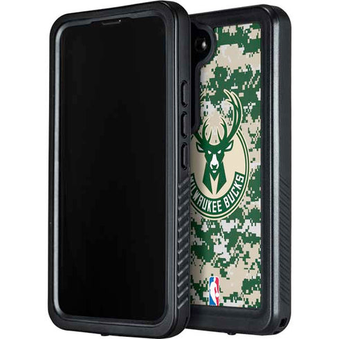 NBA Milwaukee Bucks Camo Digi Galaxy S23 Plus Waterproof Case