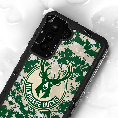 NBA Milwaukee Bucks Camo Digi Galaxy S23 Waterproof Case
