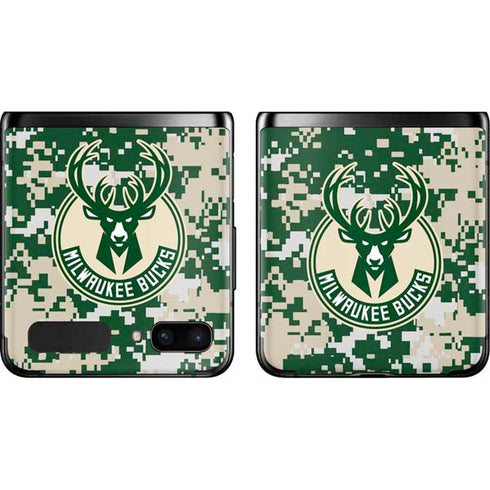 NBA Milwaukee Bucks Camo Digi Galaxy Z Flip Skin