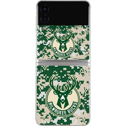 NBA Milwaukee Bucks Camo Digi Galaxy Z Flip3 5G Skin