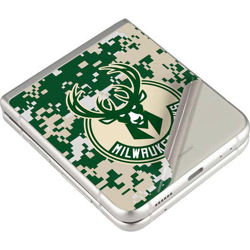 NBA Milwaukee Bucks Camo Digi Galaxy Z Flip3 5G Skin