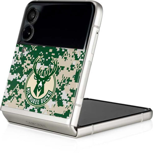 NBA Milwaukee Bucks Camo Digi Galaxy Z Flip4 5G Skin