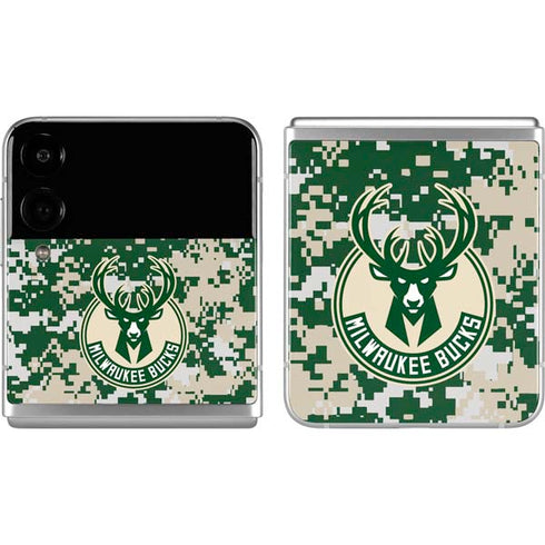 NBA Milwaukee Bucks Camo Digi Galaxy Z Flip4 5G Skin