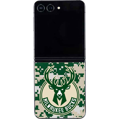 NBA Milwaukee Bucks Camo Digi Galaxy Z Flip5 5G Skin