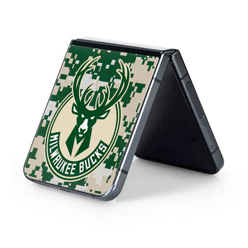 NBA Milwaukee Bucks Camo Digi Galaxy Z Flip5 5G Skin