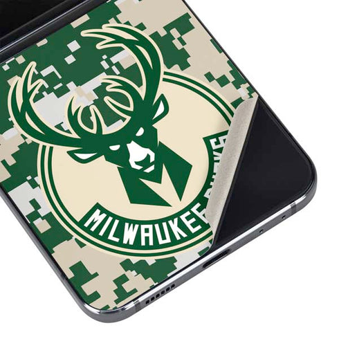 NBA Milwaukee Bucks Camo Digi Galaxy Z Flip5 5G Skin