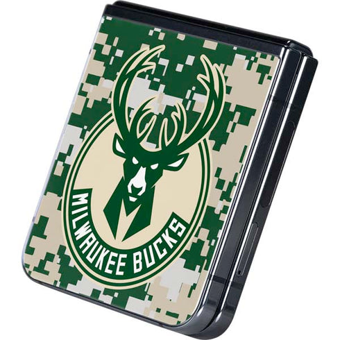 NBA Milwaukee Bucks Camo Digi Galaxy Z Flip5 5G Skin