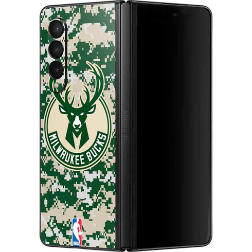 NBA Milwaukee Bucks Camo Digi Galaxy Z Fold3 5G Skin